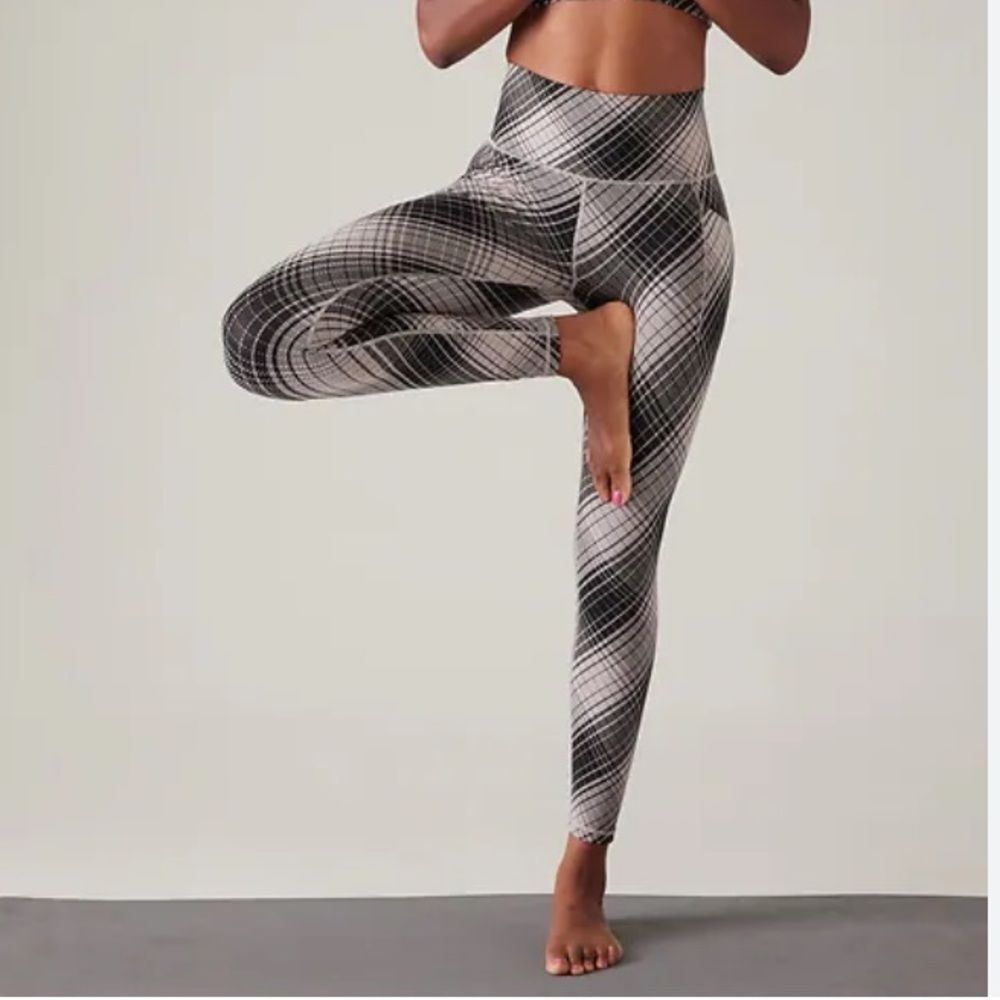 Athleta Salutation Stash Tight Plaid High-Waisted Women's Leggings size XXS - Picture 2 of 13